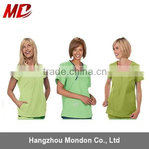 Women Solid Medical Scrub Top thumbnail-1