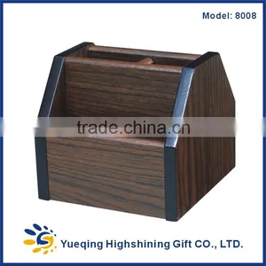 HY8008 Custom Logo Rotating Desk Wooden Pencil Pen Holder thumbnail-1
