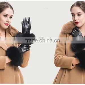 High Quality Sheepskin Gloves With Real Fox Fur Trim Perfect Finger Type thumbnail-4