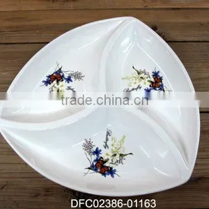 Round Triangle Shaped Three Section Plate for Restaurant thumbnail-1