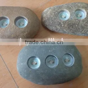 Boulder Stone Candle Holders, River Stone Candle Holders thumbnail-2