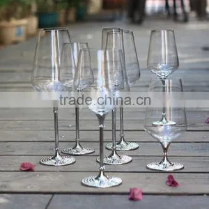 Glassware Manufacturer Handmade Wendding Decoration Elegant Goblet Glass Crystal Glass With Silver Stem Crystal With Diamond thumbnail-6