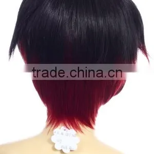 Factory Cheap Price Mix Black/red High Density Synthetic Hair Short Ombre Wig thumbnail-3