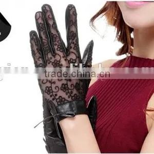 Stylish Girls Sexy Lace Gloves Purple Black Leather Sexy Lace Gloves thumbnail-4