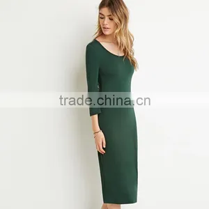 Plain Long Sleeve Soft One-piece Dress Elegant Long Evening Dress thumbnail-3