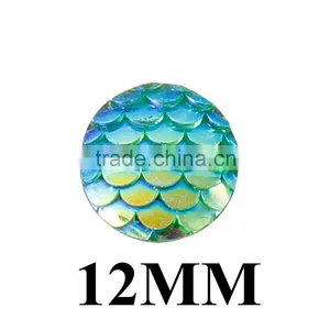 2016 Hot Sale 50pcs/lot Flat Back Resin Beads Round At Random Fish Scale Pattern 10mm( 3/8") thumbnail-3