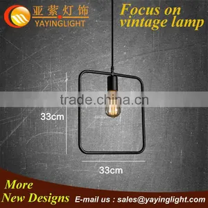 Simple Iron With Edison Bulb Pendant Light,square Iron Ring Lighting,vintage Concise Drop Pendant thumbnail-1