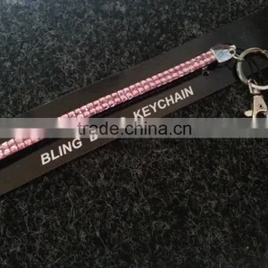 BLING BLING RHINESTONE LANYARD KEYCHAIN L-PINK COLOR STONES WITH CLASP thumbnail-1
