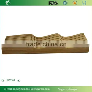 DX003/In Drawer Counter Kitchen Bamboo Knife Holder Rack Storage Block thumbnail-4