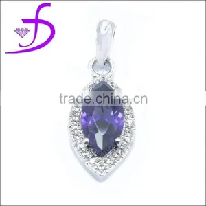 Dark Amethyst Stone Pendant With Micro Pave Setting White Zircon in 925 Sivler thumbnail-1