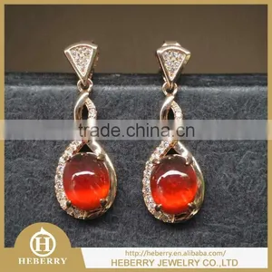 925 Sterling Silver Genuine Garnet Earrings With cz Diamond Stone for Ladies thumbnail-6
