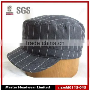 Striped Military Cap, Black Military Cap thumbnail-1
