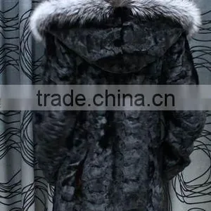 Fashion Genuine Mink Fur Coat With Fox Fur Hood for Women MC12 thumbnail-2