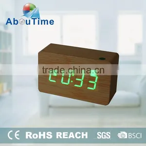 Wooden Desk Clock With Large LED Digital Display thumbnail-1