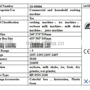 2100W Professional Nutrition Baby Food Blender CS-9500A thumbnail-6