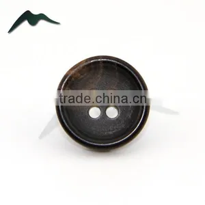 Dark Brown 4 Holes Round Natural Buffalo Horn Coat Button in Size 32L thumbnail-1