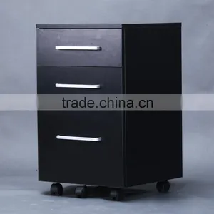 3 Drawer Wood Mobile Cabinet / Black thumbnail-1
