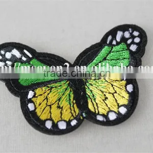 Nice Design Green Butterfly Embroidery Self Adhesive Leather Patches for Clothing thumbnail-4