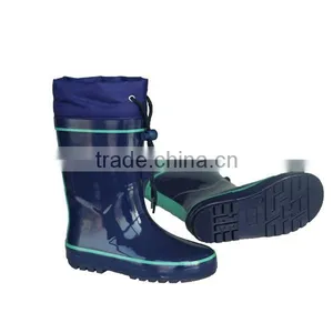 Children Purple Rubber Rain Boots With Collar thumbnail-4