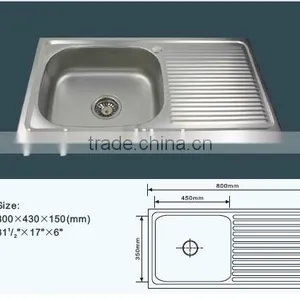 Export Indonesia Stainless Steel Kitchen Sink With Drainer Size in 80x43 Sinks thumbnail-1