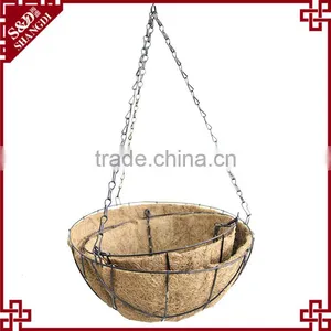 S&D New Design Garden Decoration Wire Hanging Basket Flower Pot With Coco Liner thumbnail-1
