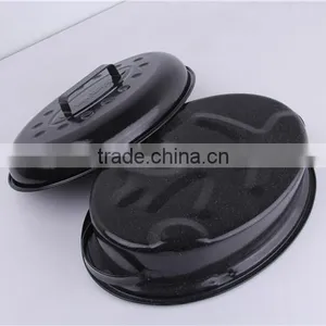Best Kitchen Tool Oval Enamel Microwave Baking Pan With Lid thumbnail-2