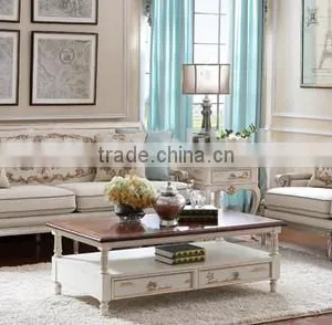 Mediterranean Style Living Room Furniture Set, Solid Wood Carved Sofa Couch Side Table, Leisure Living Room Sofa Set thumbnail-1