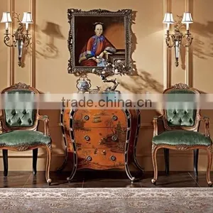 Vintage Royal Blue Armchair With Superior Velvet, Antique Style Living Room Furniture Hand PaintedLeisure Chair thumbnail-2