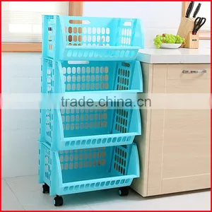 Plastic Stacking Stackers Storage Baskets Vegetable 4 Tier Rack Vegetable thumbnail-1