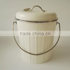 Indoor Powder-coated Steel Compost Food Waste Recycling Caddy Bin Metal Compost Bucket thumbnail-3