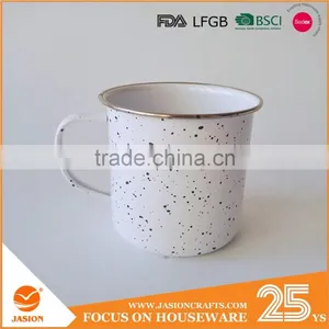 500ml Carbon Steel With Black Dots Coated White Enamel Cup Marble Metal Coffee Mug thumbnail-3