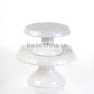 7.6'' 5.8'' Ceramic Wedding Cup Cake Dome With Stemmed Base thumbnail-4