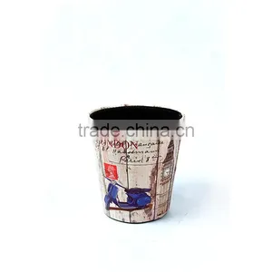 London Print Waste Bin Faux Leather Open Top Standing Trash Can thumbnail-2