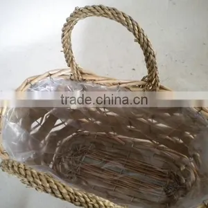 Hand Woven Straw Vintage Wicker Bags With Plastic Liner thumbnail-6