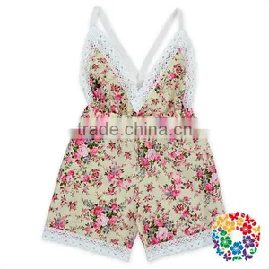 Wholesale New Fashion Bay Summer Cotton Onesie Floral Romper White Lace Childrens Playsuit thumbnail-1