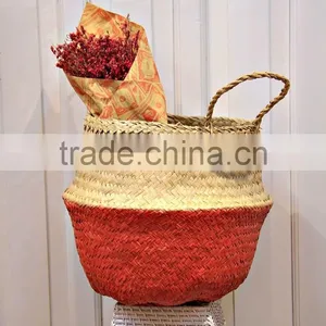 Belly Seagrass Storage Basket/ Colorful Laundry Seagrass Baskets thumbnail-6