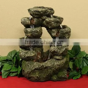 Multi-Level Split Rock Falls Tabletop Water Fountain With LED Light thumbnail-1
