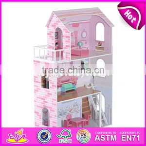 New Design Girls Pretend Toys Wooden Huge Dollhouse W06A229 thumbnail-6