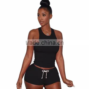 Hot Mature Women Bodysuit Summer Two Piece Set Sexy Tracksuit Ensemble Beach Sweat Suit Vest Crop Top Shorts Bodysuit Women Sexy thumbnail-2