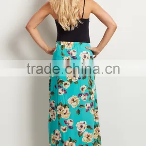 Digital Printed Polyester Chiffon Fabric Long Skirts,100% Polyester Floral Chiffon Maternity Maxi Skirt thumbnail-4