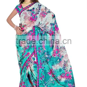 Designer Printed Saree With Blouse thumbnail-4