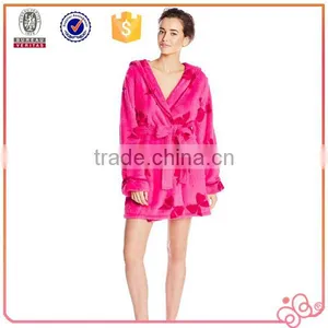 2016 New Design Flannel Bowknot Printing Lovely Lady Bathrobe thumbnail-1