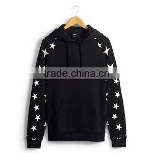 Bulk Stylish Hoody Sweatshirt Star Print Sleeve Cheap Black Hoodies thumbnail-2