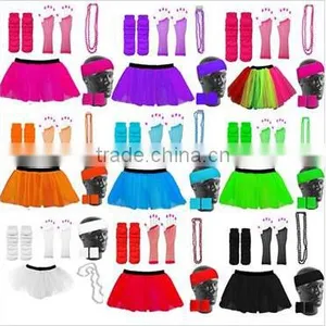 Plus Size Neon Woman Costume 80s Hen Fancy Dress Tutu Skirt Party Costume thumbnail-1