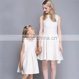 High-Grade Sleeveless Mother Daughter Matching Dress White Family Matching Clothing thumbnail-2