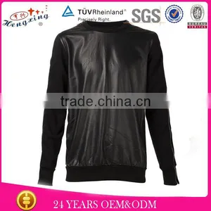Blank Plain Black Custom Leather Hoodie thumbnail-1