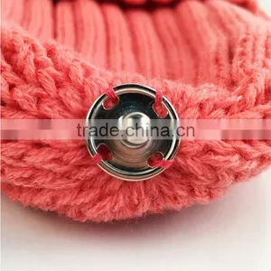 Myfur Cute Peach Color Warm Ribbed Knitting Hat With Natural Raccoon Fur Ball thumbnail-4