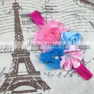 Boutique Shabby Little Girls Flower Head Bands Handmade, Newborn Elastic Hairband Wholesale thumbnail-3