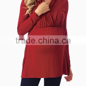 PURPLE LONG SLEEVE MATERNITY/NURSING TOP thumbnail-1