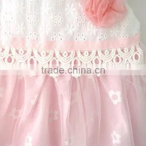 100% Cotton Short Sleeve Summer Lace Flower Baby Dress thumbnail-5